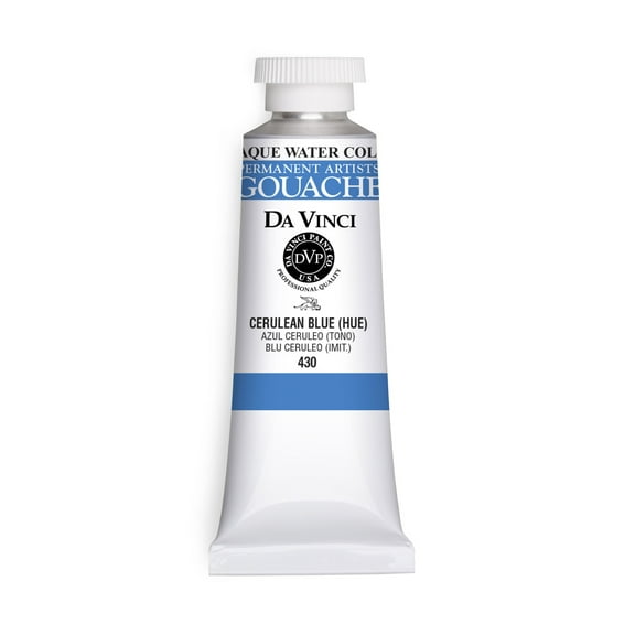 Da Vinci Paints Professional Gouache, 37ml Tube, Cerulean Blue Hue