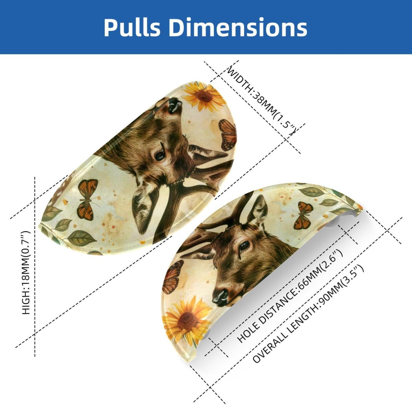 PhooArto 6 Pcs Cup Drawer Pulls, Sunflower Deer Butterfly Vintage Shell Shape Handles Cabinet Knobs for Dresser Cupboard Closet Wardrobe with Screws