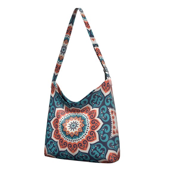 Sac à Bandoulière Mandala Boho Chic Sac de Voyage Minimaliste avec Sangle Réglable pour Femmes
