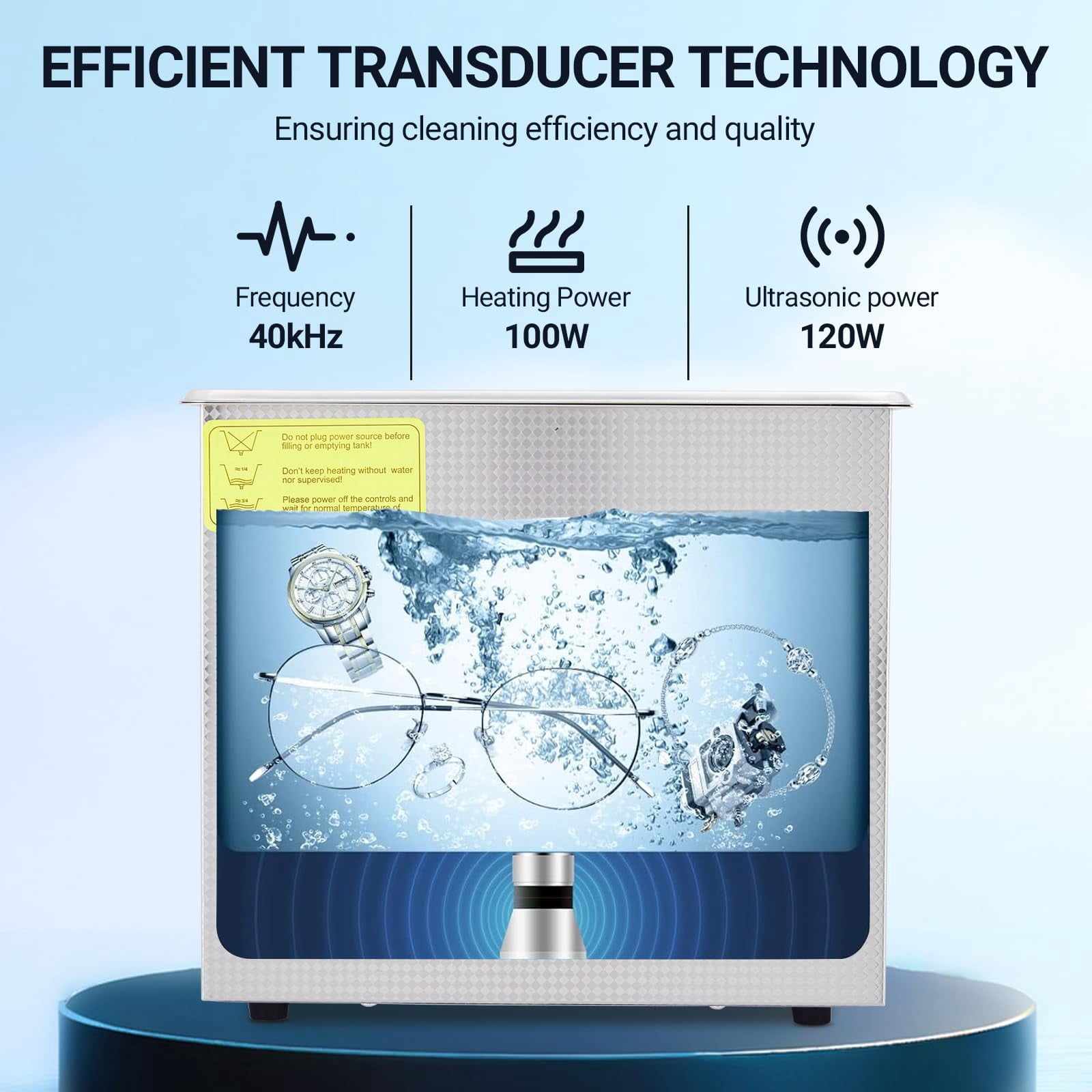 Commercial Ultrasonic Cleaner, 3.2L Professional Ultrasonic Cleaner, 40kHz with Digital Timer&Heater, 120w Excellent Cleaning Machine for Watch Eyeglasses Rings