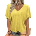 thumbnail image 3 of Wlynlyn Womens T Shirts Ruffle Short Sleeve V Neck Fashion Summer Cute Tees Loose Fitted Comfy Plain Tees, 3 of 6