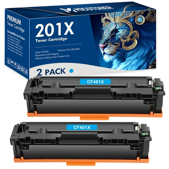 201X CF400X 2-Pack Compatible Toner Cartridge for HP 201X CF401X LaserJet Pro M252dw M252n Pro MFP M277dw M277n M277c6 M274n Printer (Cyan)