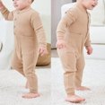 thumbnail image 2 of Newborn Infant Unisex Baby Boy Girl Waffle Knit Button Solid Romper Bodysuit One Piece Jumpsuit Outfits, 2 of 8