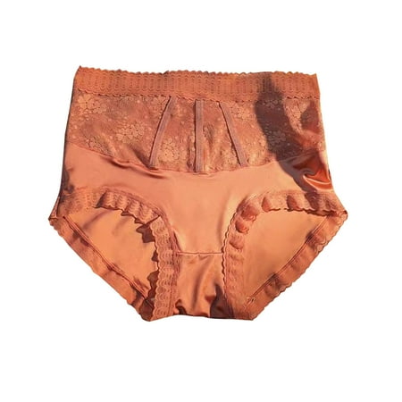 Ashirexll Underwear Women  Silk Underwear for Women Fashion Sexy Breathable Lace Panties Satin Patchwork Lace Solid Color Panties for Women Pink L