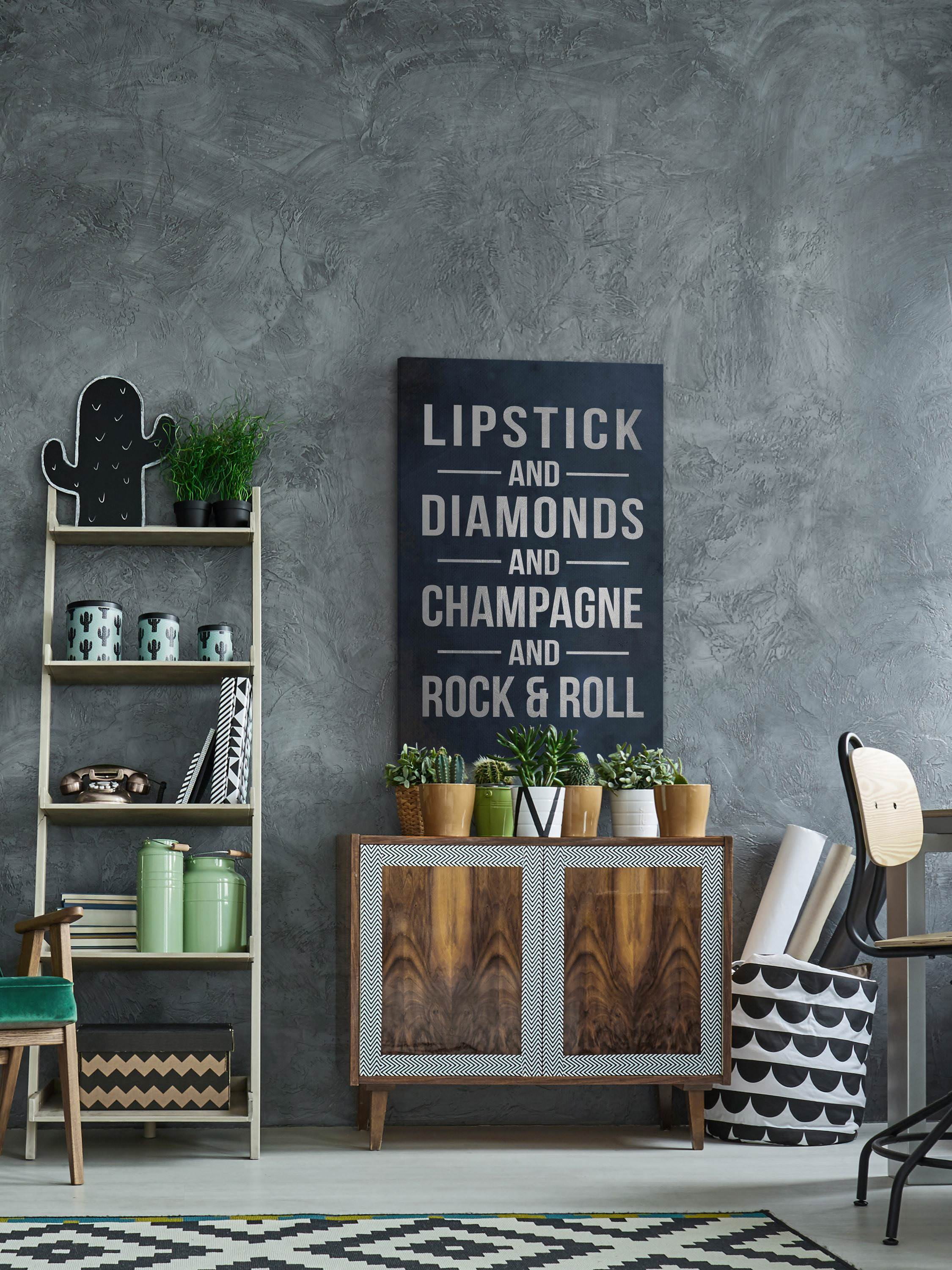 Lipstick and Diamonds Painting Print on Wrapped Canvas