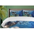 thumbnail image 4 of Ambesonne Underwater Duvet Cover Sets, Playful Sea Lions, 2-Queen, Navy Blue Lime, 4 of 7