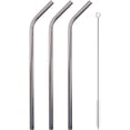 thumbnail image 2 of PURE 4-Piece Stainless Steel Reusable Straws with Cleaning Brush 10-inch, Silver, 2 of 2