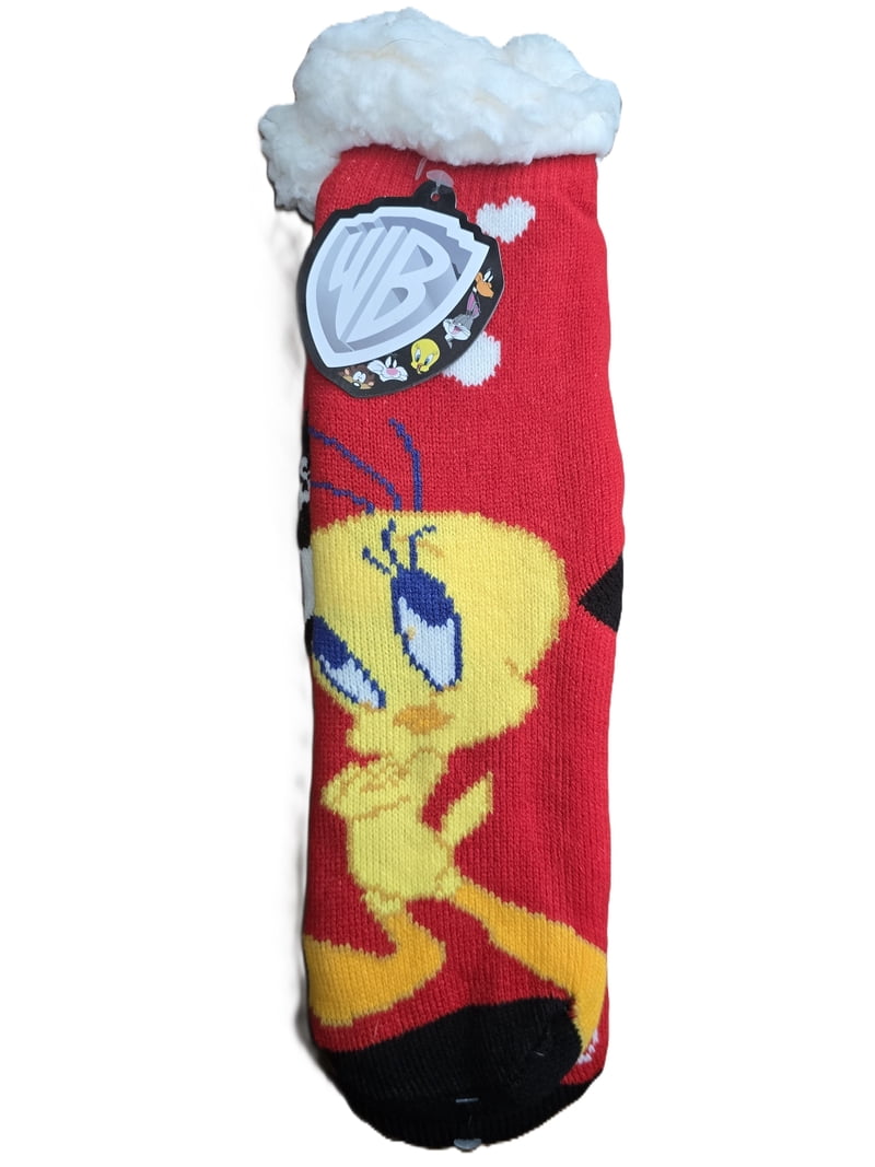 Warner Brothers Loony Tunes Sherpa Lined Gripper Bottom Socks 3pk