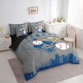thumbnail image 3 of Homewish Modern Ball Sports Bedding Comforter Set 7 Pieces for Boys, Grey Blue Baseball Full Bedding Set, Chic Abstract Ombre Reversible Fitted Sheet Flat Sheet, Microfiber Bedroom Decor, 3 of 7