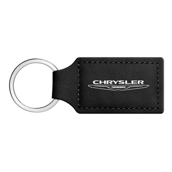 Chrysler Logo Rectangular Black Leatherette Key Chain