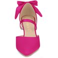 thumbnail image 2 of Zapatos de tacón de aguja con decoración de lazo y puntera en punta para mujer Rosa caliente 36, 2 of 6