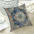 thumbnail image 4 of Boho Pillow Covers 18x18 Set of 2, Navy Blue Persian Carpet Boho Throw Pillow Covers Linen Farmhouse Vintage Monaco Rug Decor Cushion Case Boho Home Decor for Couch Sofa Outdoor, 4 of 6
