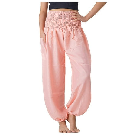 

Dtydtpe yoga pants Women s Comfy Boho Pants Loose Yoga Pants Hippie Pajama Lounge Boho Pajama Pants wide leg yoga pants for women Pink