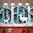 thumbnail image 5 of 3D Paper Art Winter Forest Banner Blue White Color Deer Display Deer Pattern Snowflake Decor Snowy Backdrop for Winter Party Christmas Decoration Indoor Event, 5 of 9