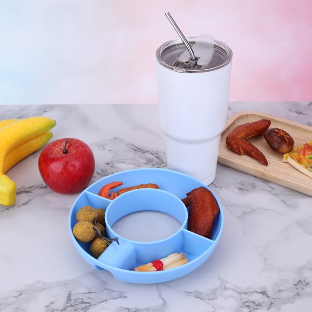 Bandeja portátil para aperitivos cuenco de paja portátil a prueba de salpicaduras para adultos y niños viaje