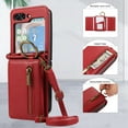 thumbnail image 5 of for Samsung Galaxy Z Flip 5 Wallet Case with Card Holders for Women Girls, Crossbody Strap Zipper PU Leather Case with Finger Ring Protective Kickstand Designed for Samsung Galaxy Z Flip 5, Red, 5 of 10
