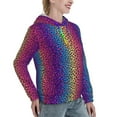 thumbnail image 6 of Balery Leopard Neon Rainbow Gradient Pattern Womens Long Sleeve Hoodie, Pullover Hooded Sweatshirt, Kangaroo Pocket Hoodie with Eye-catching Drawstrings-Medium, 6 of 7