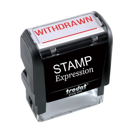 StampExpression - WITHDRAWN with line Office Self Inking Rubber Stamp - Red Ink (W-5646)
