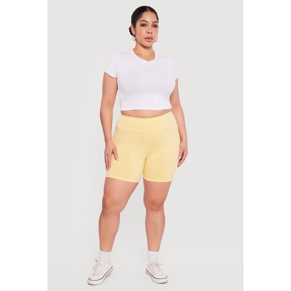 Women's Plus Size Trendy High Waisted Biker Shorts