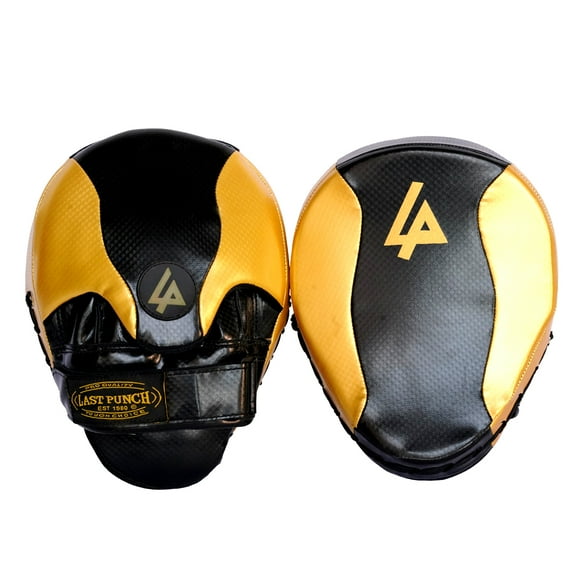 Last Punch Black & Glod Pre Curved Coaching Gloves for Punching Boxing Kicking