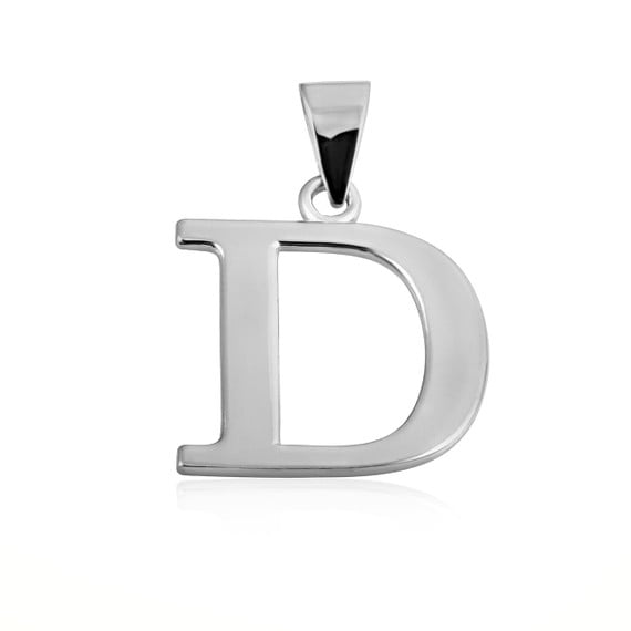 .925 Sterling Silver Personalized Letter "D" Initial Pendant - Small