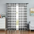 thumbnail image 3 of Bohogeo Black and white Buffalo Plaid Curtains Farmhouse Rod Pocket Window Drapes for Bedroom & Living Room, 2 Panels, 38"x63", 3 of 6