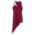 thumbnail image 2 of iiniim Women Lyrical Dance Dress One Shoulder Split Asymmetrical Modern Contemporary Ballroom Latin Dancewear Burgundy XL, 2 of 7