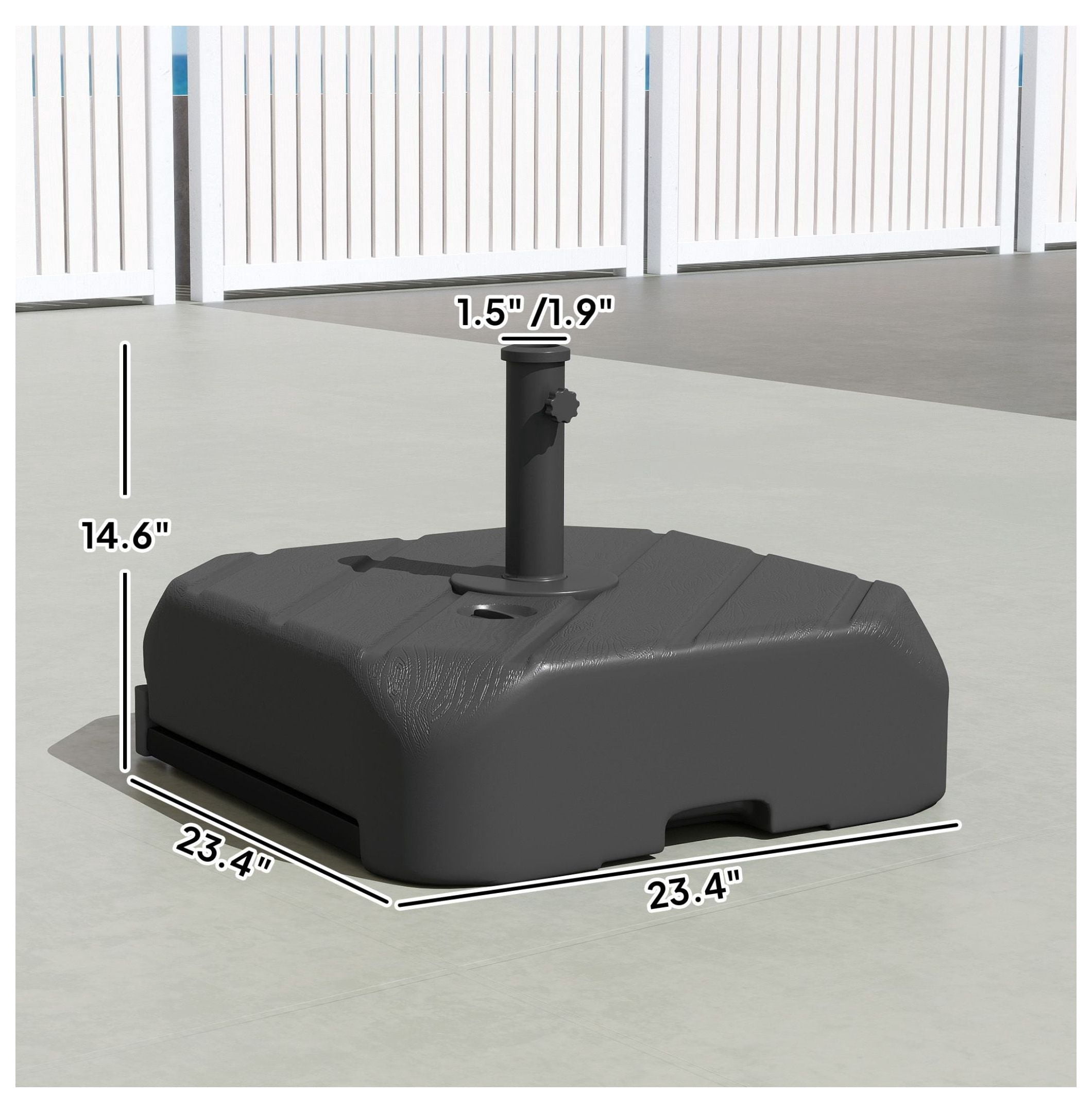 Patio Umbrella Base with Wheels, 158lbs Sand/99lbs Water Fill, Telescopic Handle, Black - Heavy Duty Outdoor Parasol Stand for 13.1ft Umbrellas