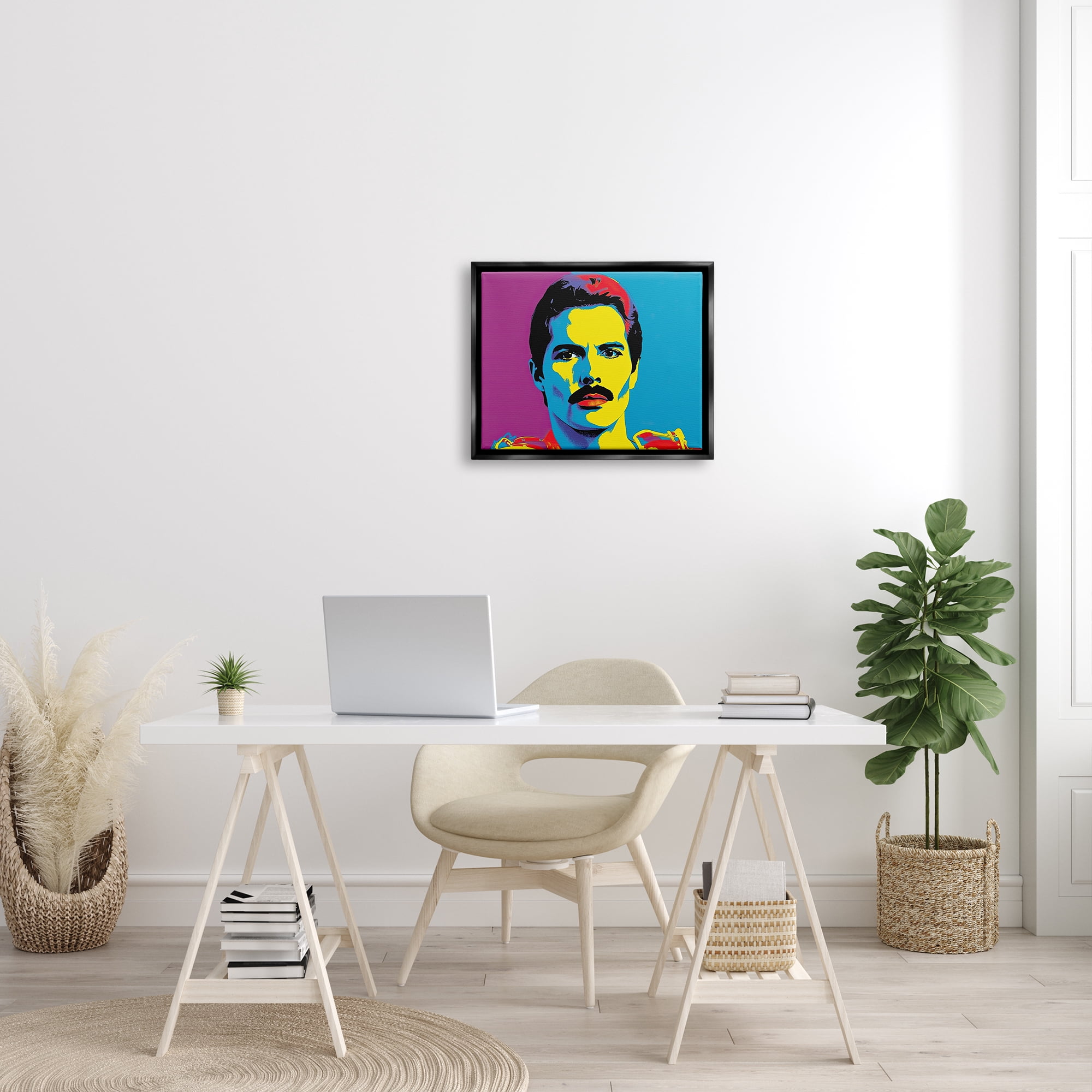 Stupell Industries Freddie Mercury Pop Style Abstract Painting Black Floater Framed Art Print Wall Art, 21 x 17