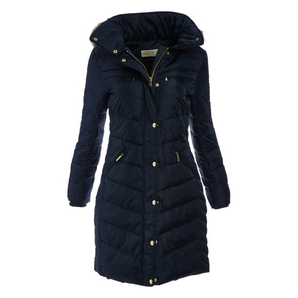 Navy Winter Jackets for Women Michael Kors Puffer Down Jacket and Coats  Hooded Faux Fur-Trim Jackets 
