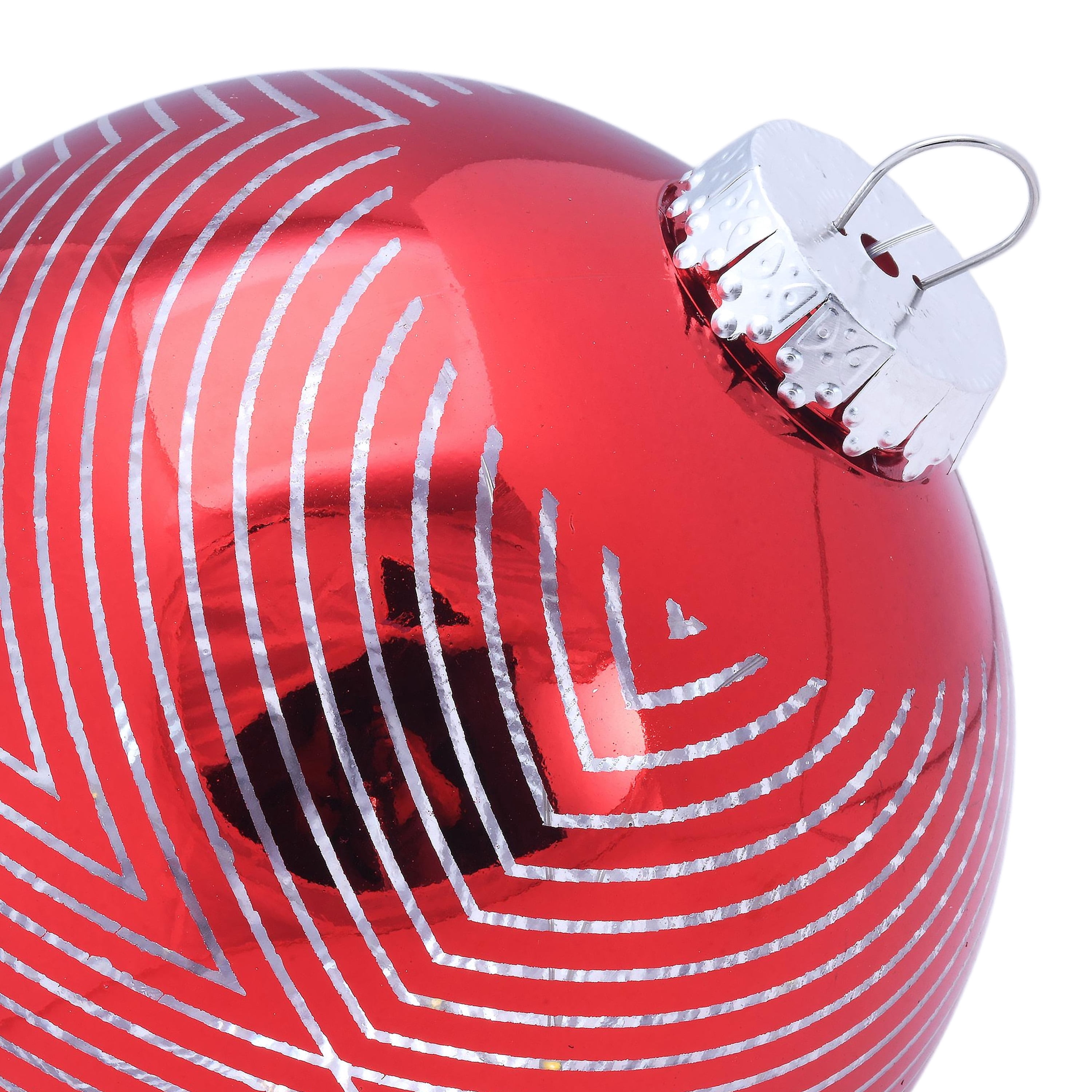 Indoor/Outdoor Battery-Operated LED Shatterproof Ball Christmas Ornaments, Metallic Red, 4 Count, by Holiday Time