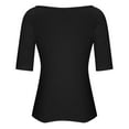 thumbnail image 4 of yunLCZ Basic T Shirts Women's Fashion Slim Solid Color Short Sleeve Summer Square Neck Casual T Shirt Women's Cap Sleeve Tank Tops Black L, 4 of 4