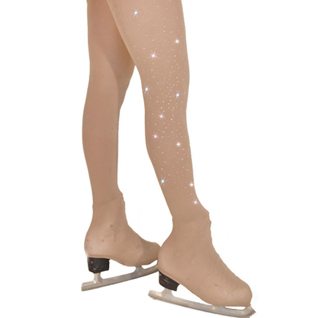 2 Count Skating Tights Overboots Compression Pants Leggings with Crystals 