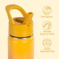 thumbnail image 4 of Daluvenix 12oz Insulated Kids Water Bottle with Straw and Carry Handle, Leak-Proof BPA-Free Stainless Steel Bottle, Orange, 4 of 10