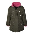 thumbnail image 5 of Girls Fleece Lined Heavy Winter Parka Jacket Coat Faux Fur Trim Zip-Off Hood - Olive (10/12), 5 of 7
