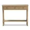 thumbnail image 3 of Bowery Hill Oak Brown Finished Wood 3-Drawer Entryway Console Table, 3 of 9