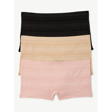 

Joyspun Women s Sheer Stripe Seamless Boyshort Panties 3-Pack Sizes S to 3XL