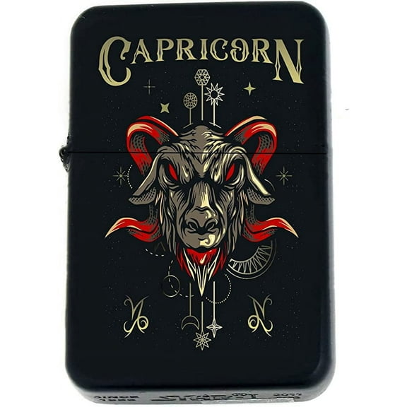 Birthday Zodiac Signs, Horoscope Symbols, Astrology Icons Collection Gifts Infinity Black Matt Windproof Lighters! (Capricorn)