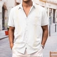 thumbnail image 4 of Camisas Casuales Para Hombre Camisa de manga corta bordada de playa suelta informal de verano para hombre (White, L), 4 of 5