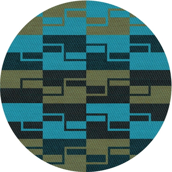 Ahgly Company Indoor Round Patterned DarkSlateGray or DarkSlateGrey Green Area Rugs, 8' Round