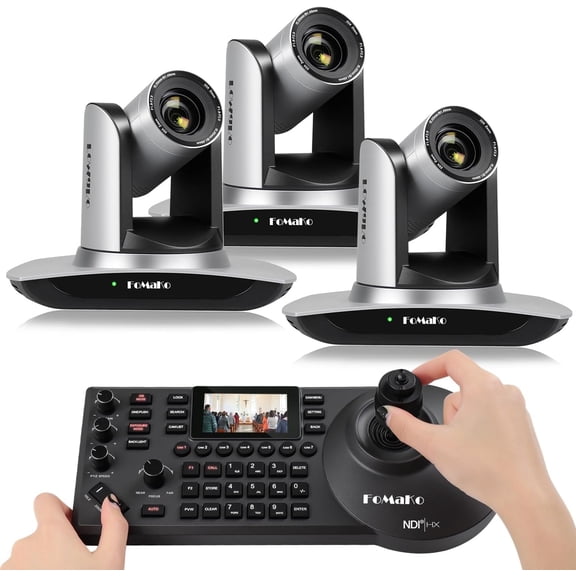 FoMaKo 20x Optical Zoom AI Auto Tracking 1080P Video Camera Bundle (FMK12UH Pro x3   KC608 Pro)