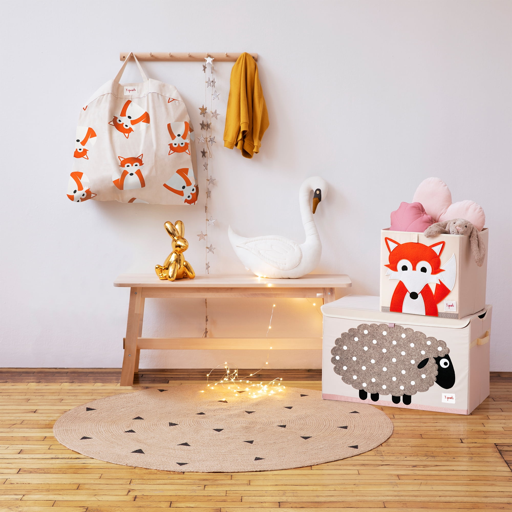3 Sprouts UTCSHP Collapsible Toy Chest Storage Bin for Kids Playroom, Sheep