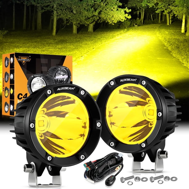 Luz Antiniebla Auxbeam LED Redonda Ámbar 4" 72W Offroad 2 Unidades