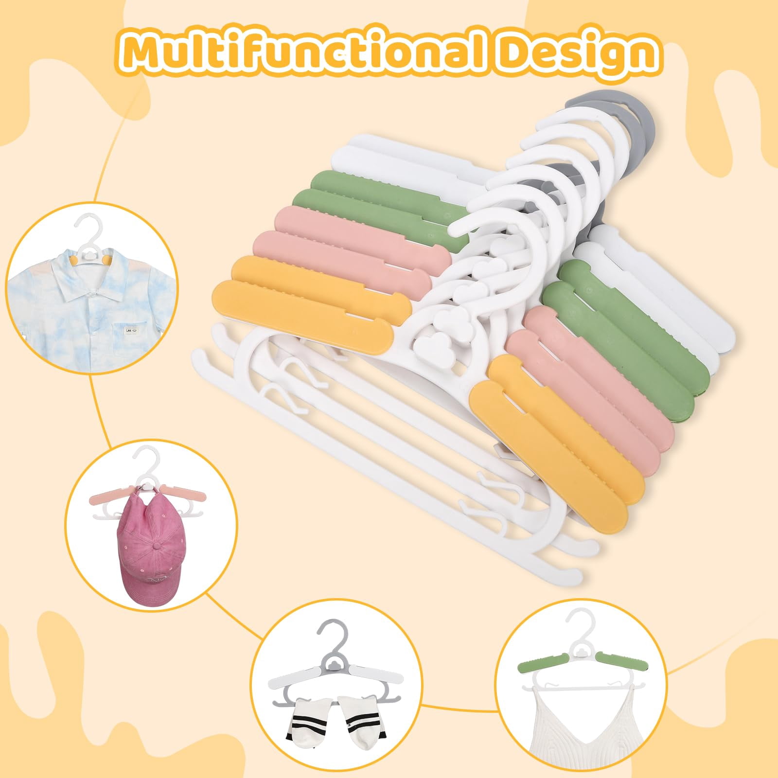 Adjustable Multicolor 11-15" 40 Pack Clothes Hangers for Baby and Children Closet Storage