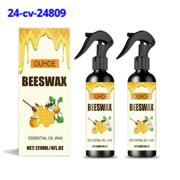 2 Pack Beeswax Care Spray & Restorer, Natural Beeswax Spray For Wood, Leather & Furniture Polish, Protective Conditioning Formula With Pure Beeswax, Non-Toxic & Eco-Friendly