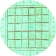 thumbnail image 1 of Ahgly Company Indoor Round Abstract Turquoise Blue Modern Area Rugs, 6' Round, 1 of 4
