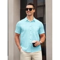 thumbnail image 6 of APTRO Men's Casual Dress Shirts Short Sleeve Button Down Shirts Quick Dry Summer Beach Shirts With Pocket M06 Blue XL, 6 of 7