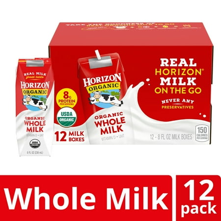 Horizon Organic Shelf Stable Whole Milk Boxes, 8 fl oz, 12 Count