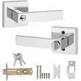 thumbnail image 1 of Door Handle With Lock And Key, Chrome Door Handle Set, External Door Handle Lock, Bedroom Door Lock, 1 Pack, 1 of 5