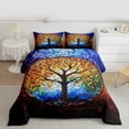 thumbnail image 2 of Homewish Vintage Colorful Glass Queen Comforter Set,Multicolor Tree Of Life Bedding Sets,Modern Artistic Bedding Comforter Set For Adults,Ultra Soft Home Decor Reversible,3 Pieces, 2 of 8